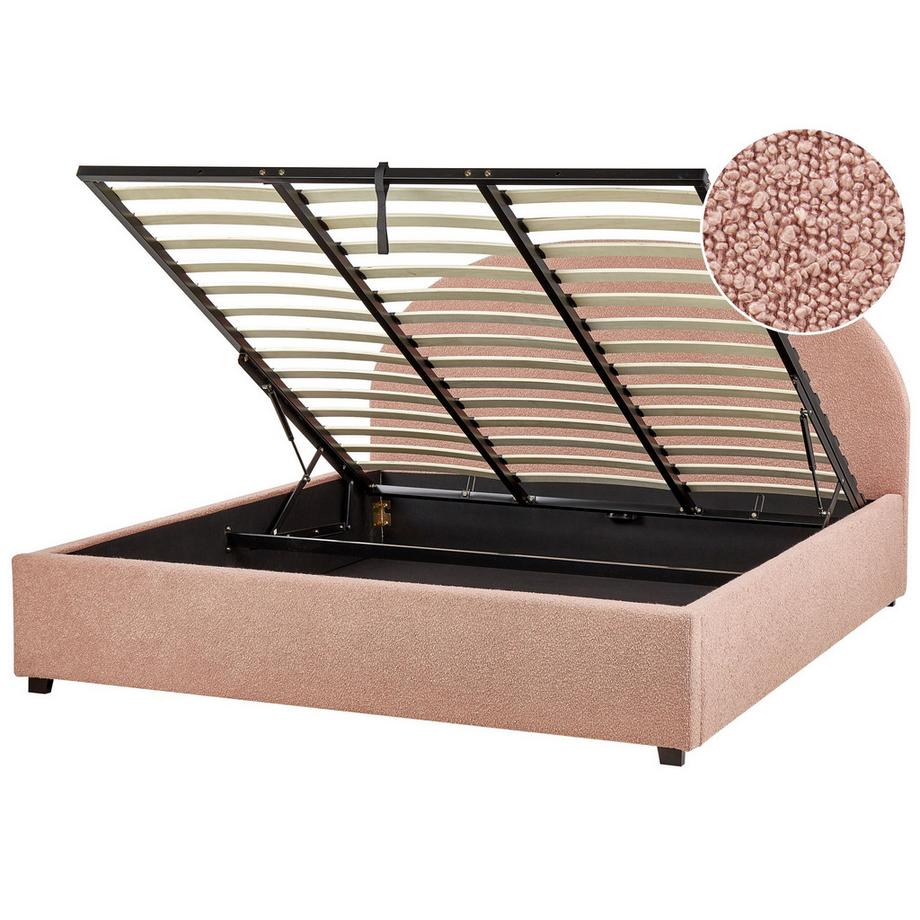 Beliani Lit ottoman en Bouclé Rétro VAUCLUSE  