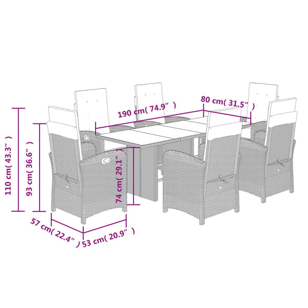 VidaXL Ensemble de salle à manger de jardin rotin synthétique  