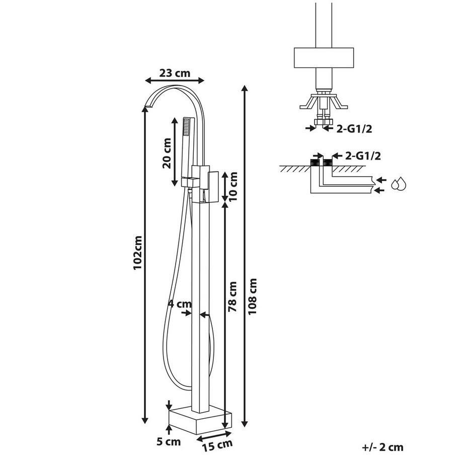 Beliani Robinet de baignoire autoportante en Laiton  RIBBON  