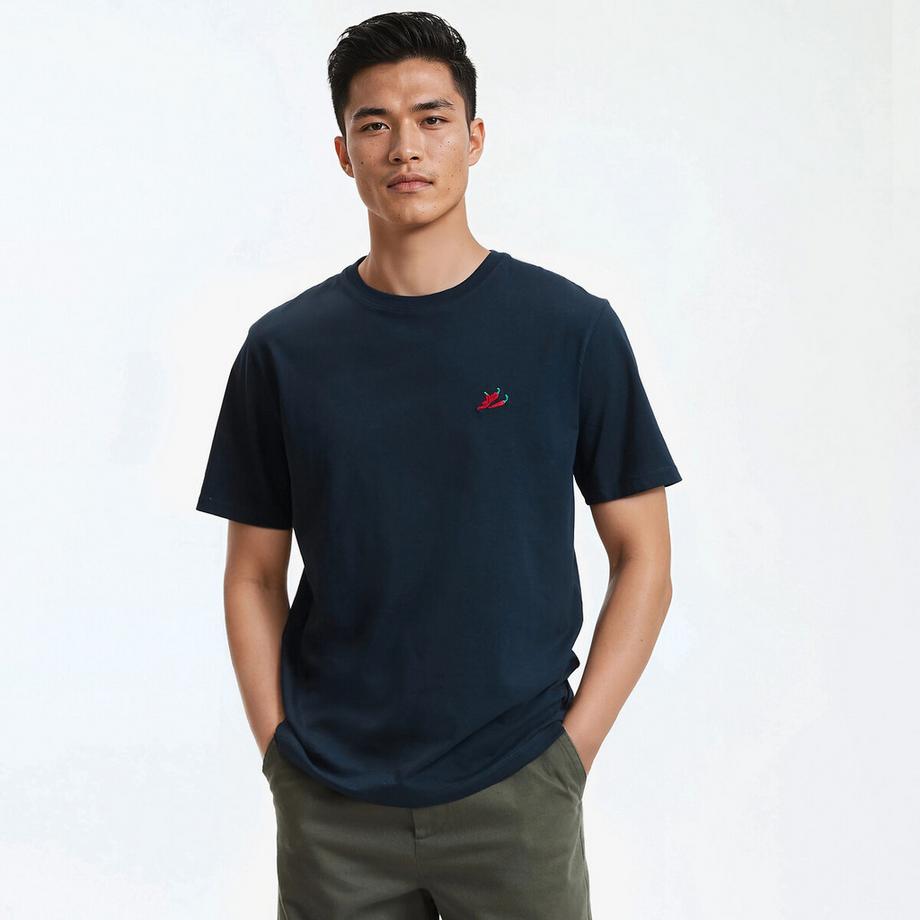 T-Shirt Regular Fit mit aufgestickter Chili-Schote