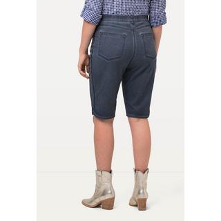 Ulla Popken  Bermuda modello Mandy in jeans con tradizionale stile Tracht, effetto sdrucito e ricami 