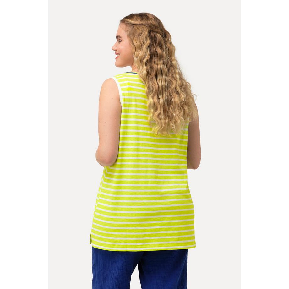 Ulla Popken Ringel A-Linie Ärmelloses V-Ausschnitt Top  