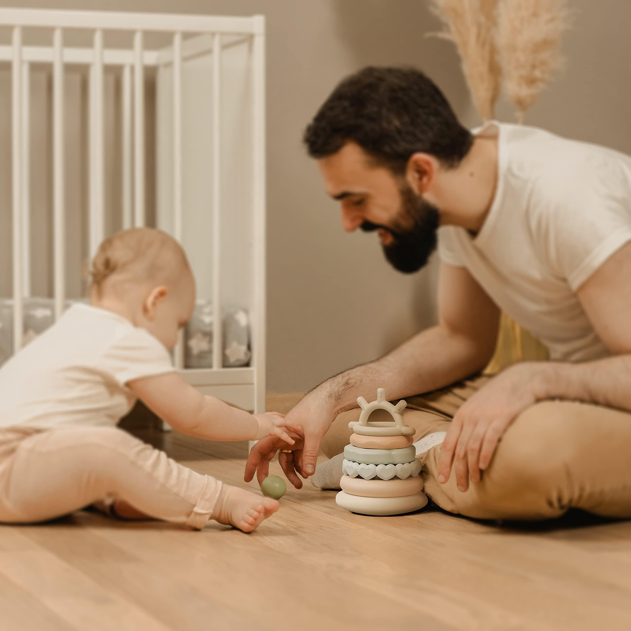 Activity-board  Stapelturm für Stapelspiel, Baby Stapelspielzeug mit Ringen, Beißspielzeug Lernspielzeug Stapelring für Babys 