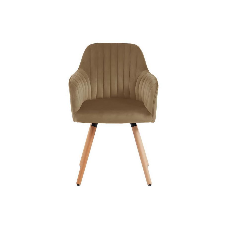 Vente-unique Chaise avec accoudoirs Velours Métal effet Bois ELEANA  