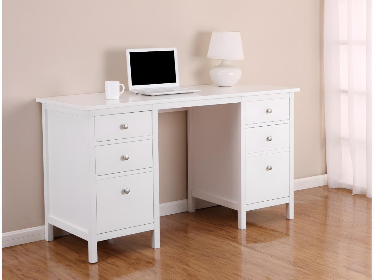 Vente-unique Bureau ALBANE 4 tiroirs 1 porte Pin  