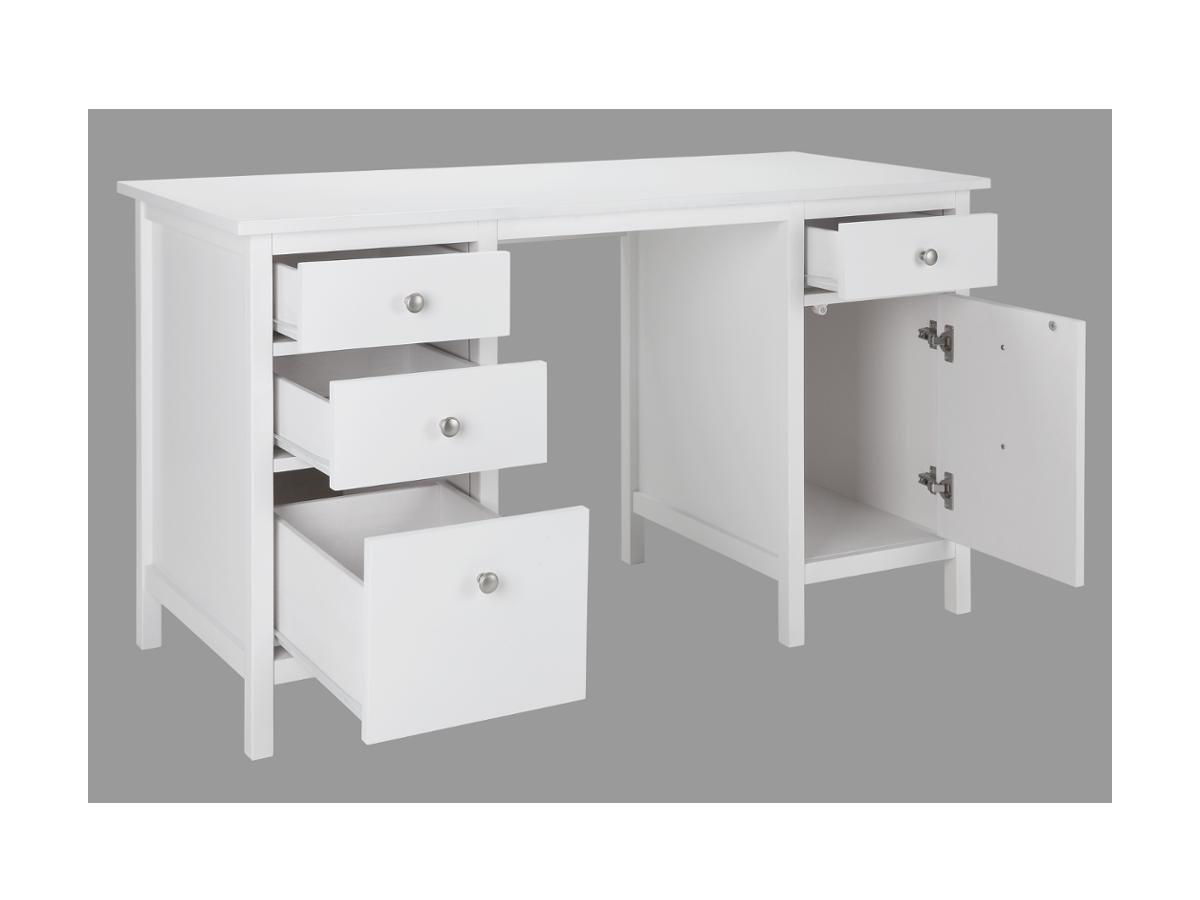 Vente-unique Bureau ALBANE 4 tiroirs 1 porte Pin  