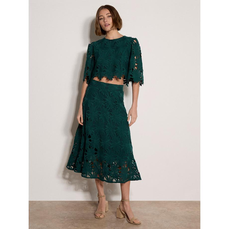APRICOT Top court dentelle guipure motif marguerite  