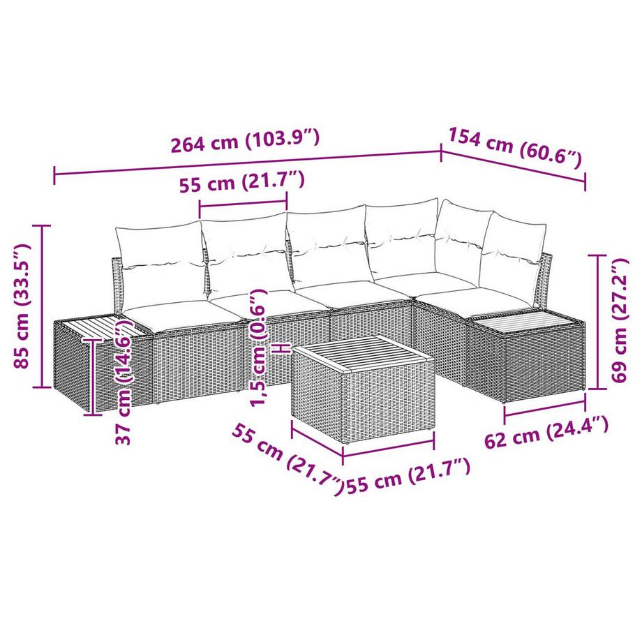 VidaXL Set di divani da esterno Polyrattan  