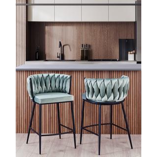 Beliani Lot de 2 chaises de bar en Velours Glamour MILAN  