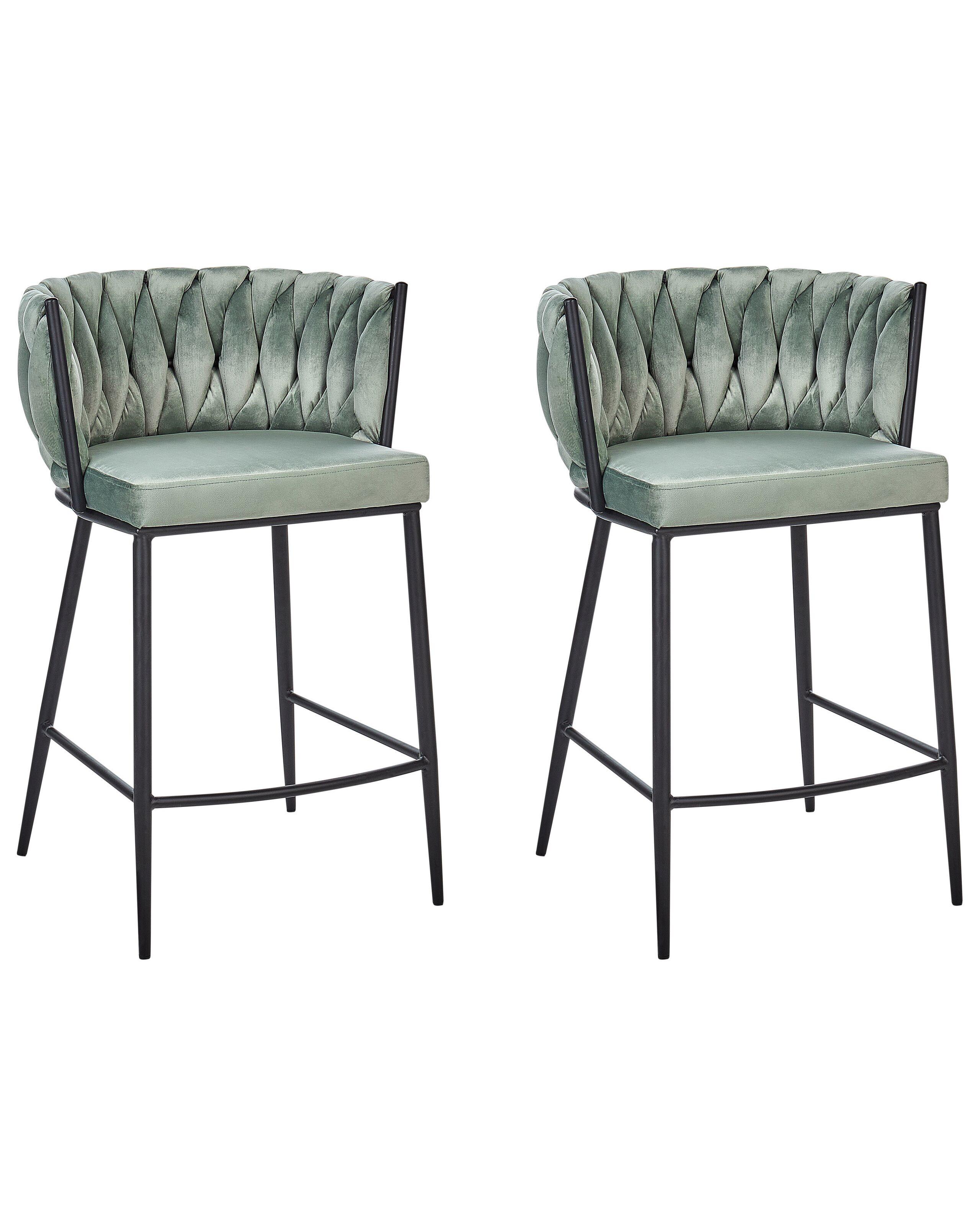 Beliani Lot de 2 chaises de bar en Velours Glamour MILAN  