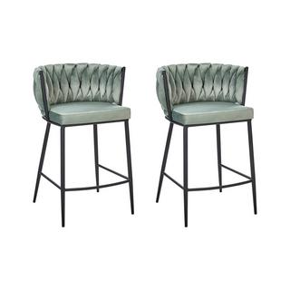 Beliani Lot de 2 chaises de bar en Velours Glamour MILAN  