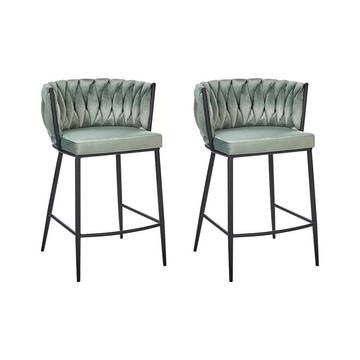 Lot de 2 chaises de bar en Velours Glamour MILAN