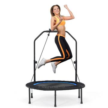Trampolino elastico Ø101 cm con 2 elastici di resistenza mini trampolino con maniglia regolabile in altezza nero + blu