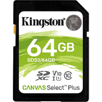 Kingston Technology Scheda SDXC Canvas Select Plus 100R C10 UHS-I U1 V10 da 64GB