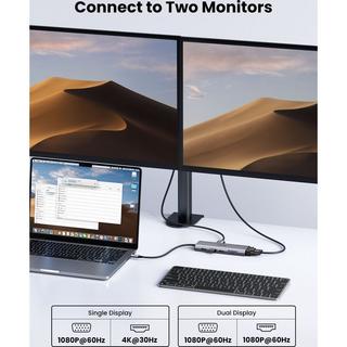 UGREEN  Adaptateur UGREEN USB-C 10-en-1 vers USB-A/HDMI/VGA/RJ45/SD7TF/AUX 3,5 mm/PD 