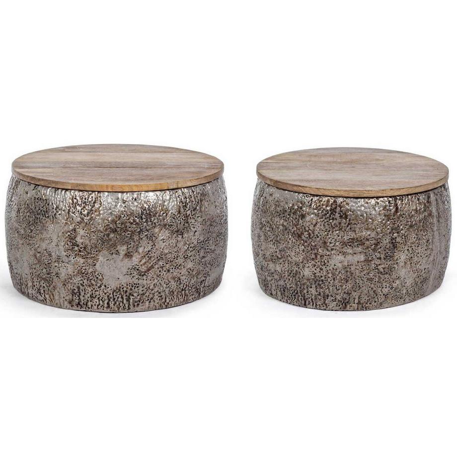 mutoni Table basse Kalindi Bois (lot de 2)  