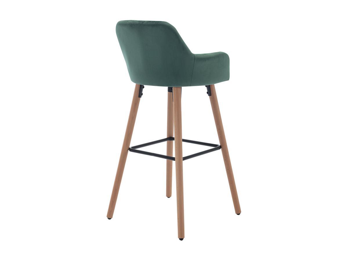 Vente-unique Tabouret de bar en velours et pieds bois de hêtre - Vert foncé - ELEANA  