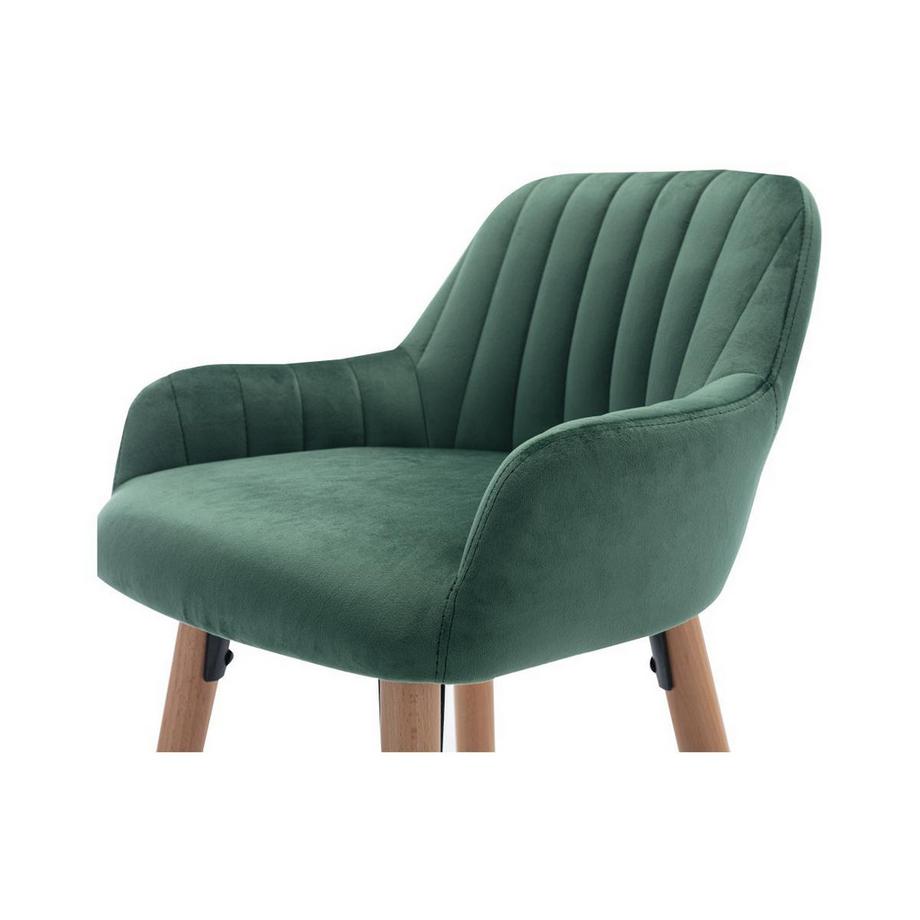 Vente-unique Barhocker - Samt & Buche - Dunkelgrün - ELEANA  