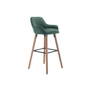 Vente-unique Tabouret de bar en velours et pieds bois de hêtre - Vert foncé - ELEANA  