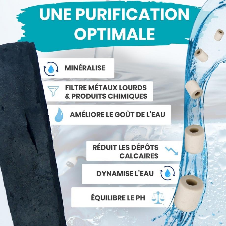 Orinko  Charbon actif français + 15 perles de céramique grise 