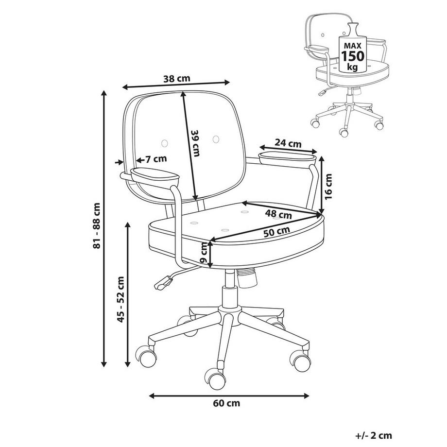 Beliani Chaise de bureau en Cuir PU  PARAMUS  