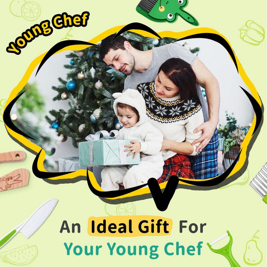 Activity-board  Kindermesser - 14-teiliges Kindersicherheits-Küchenmesserset zum echten Kochen mit Holzmesser, Kindermesser, Schneidebrett, Schäler etc. 