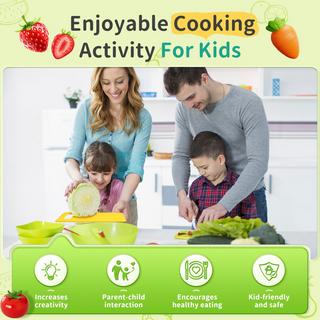 Activity-board  Couteau pour enfants - Set de couteaux de cuisine de sécurité pour enfants de 14 pièces pour la vraie cuisine avec couteau en bois, couteau pour enfants, planche à découper, éplucheur, etc. 