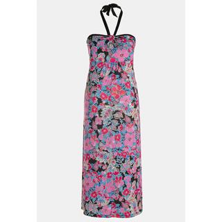 Ulla Popken  Maxi abito smanicato con scollo a prendisole e stampa allover 