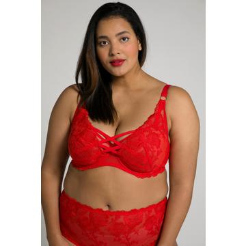 Reggiseno con ferretto, pizzo e nastri decorativi, coppa C-F