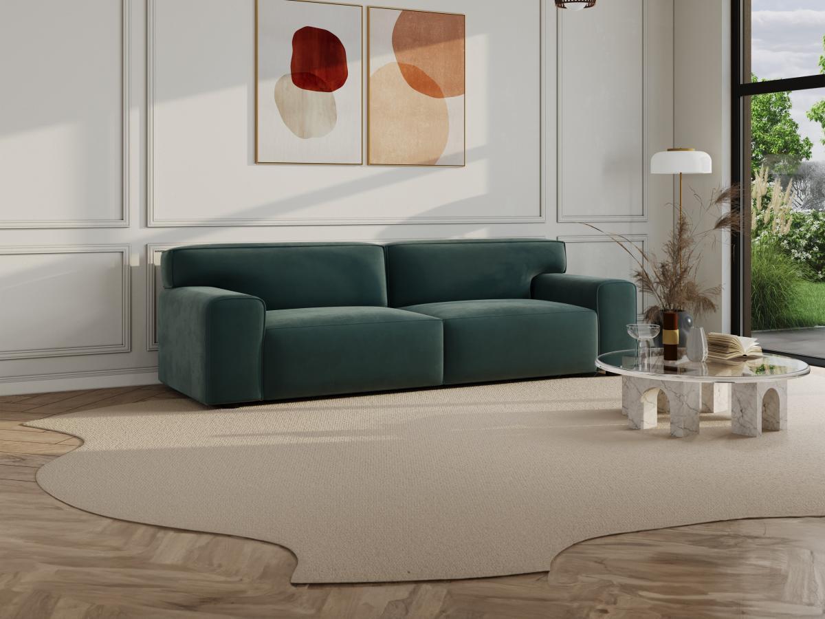 Vente-unique Sofa 3-Sitzer - Samt - Blau - OTRANO  