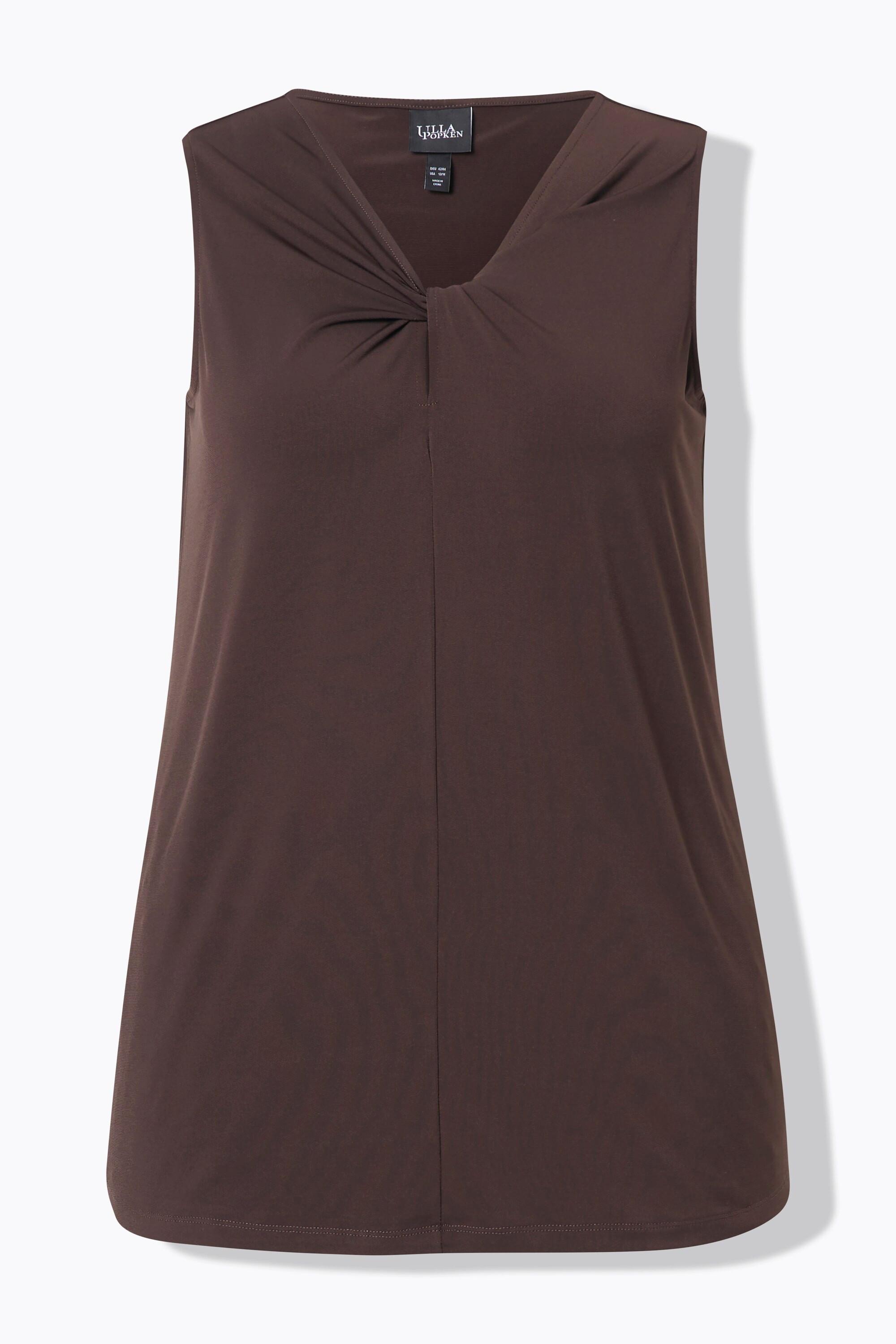 Ulla Popken Top Classico Drappeggiato Scollo a V Senza Maniche  