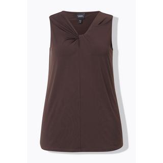 Ulla Popken Top Classico Drappeggiato Scollo a V Senza Maniche  