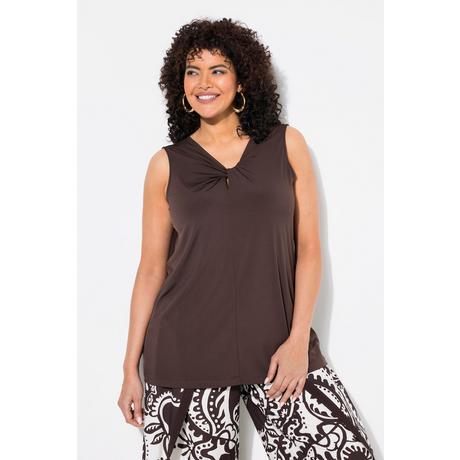 Ulla Popken Top Classico Drappeggiato Scollo a V Senza Maniche  