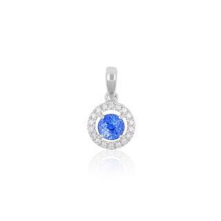 MUAU Schmuck  Anhänger Weissgold 750 Saphir 0.38ct. Brillanten 0.06ct. 