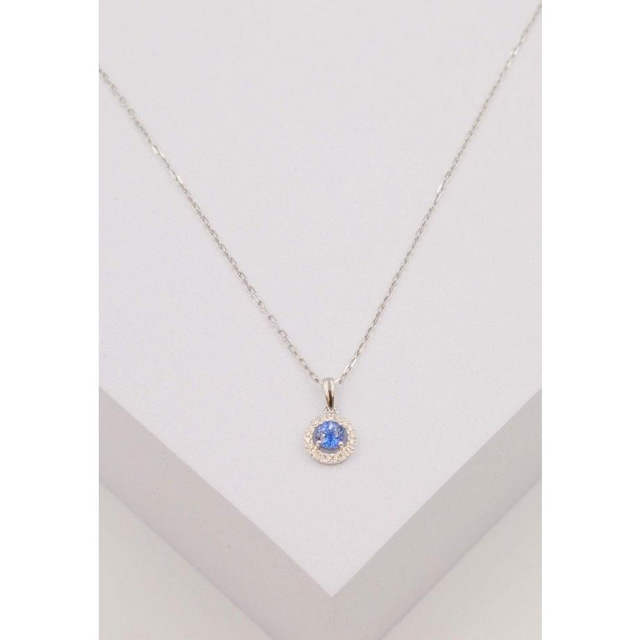 MUAU Schmuck  Anhänger Weissgold 750 Saphir 0.38ct. Brillanten 0.06ct. 