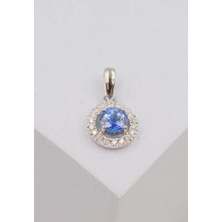 MUAU Schmuck  Anhänger Weissgold 750 Saphir 0.38ct. Brillanten 0.06ct. 