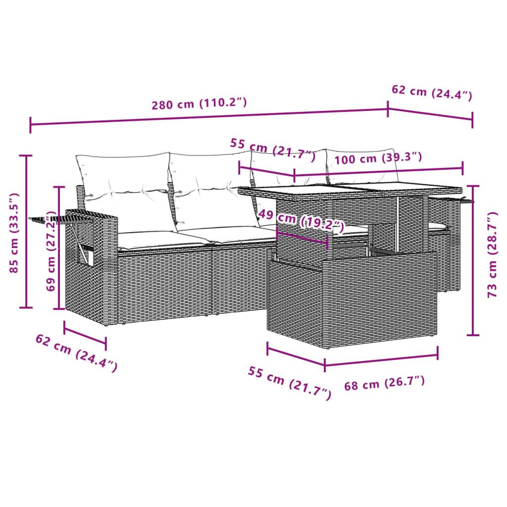 VidaXL Ensemble de canapés de jardin rotin synthétique  