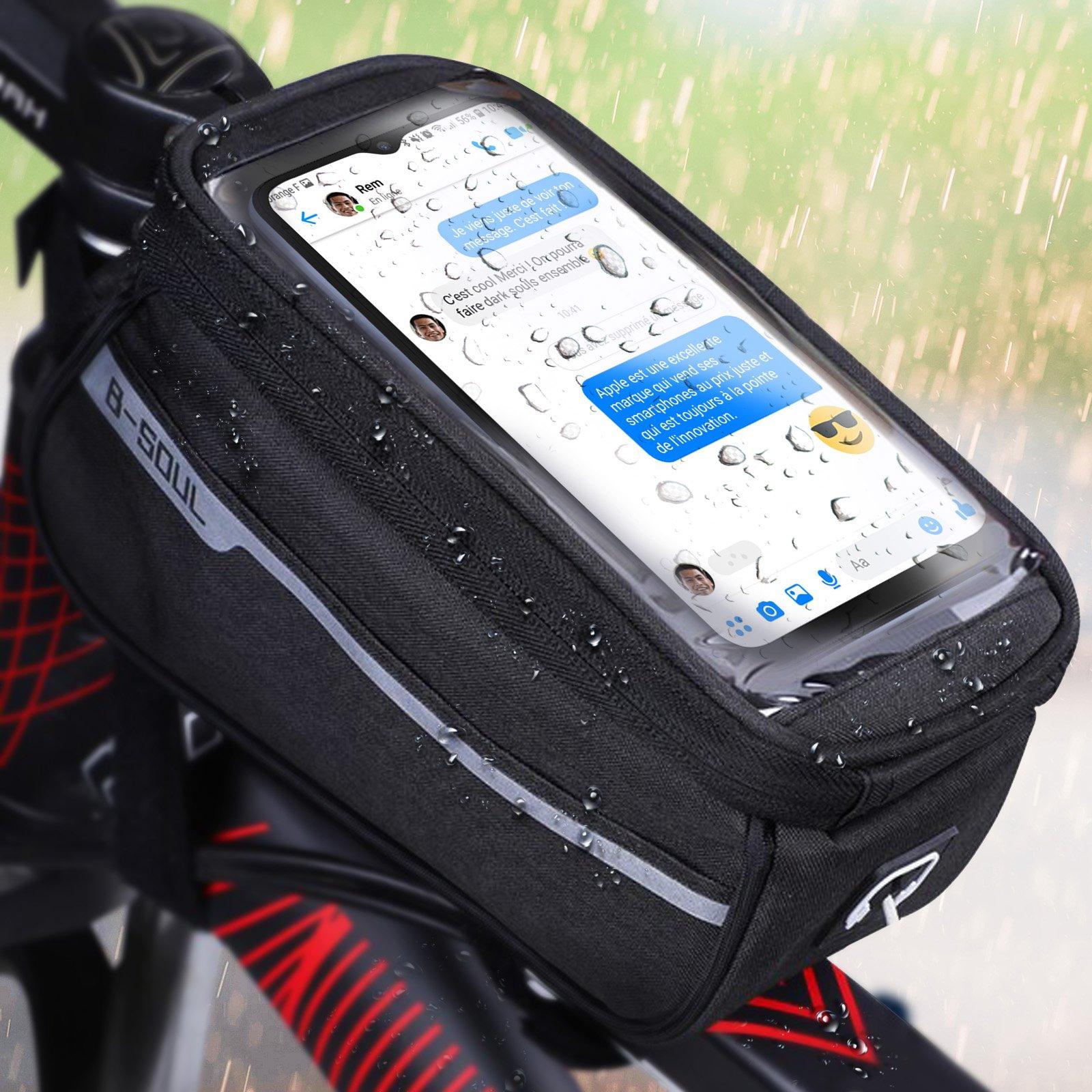 Avizar  Sacoche Vélo Tissu Noir pour Smartphone 