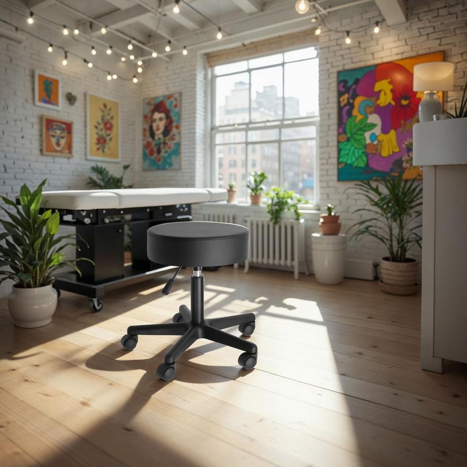 Tectake Sgabello con ruote  Werner  regolabile in altezza e girevole a 360°  