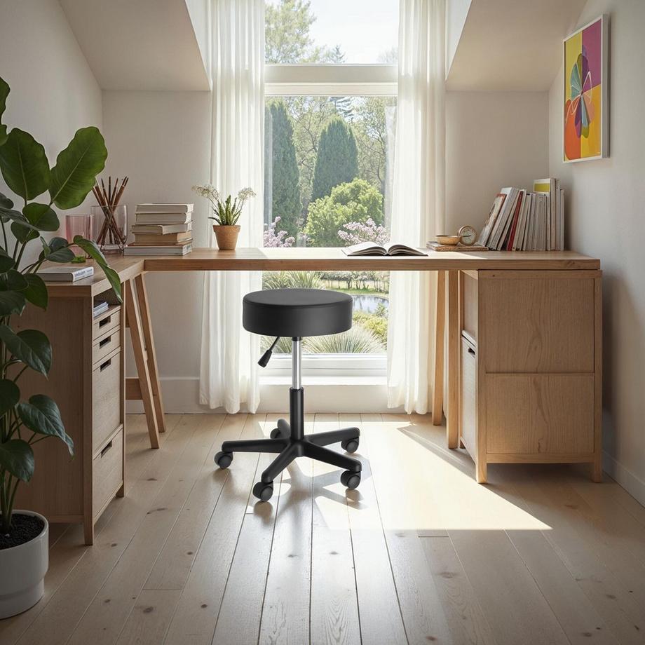 Tectake Sgabello con ruote  Werner  regolabile in altezza e girevole a 360°  