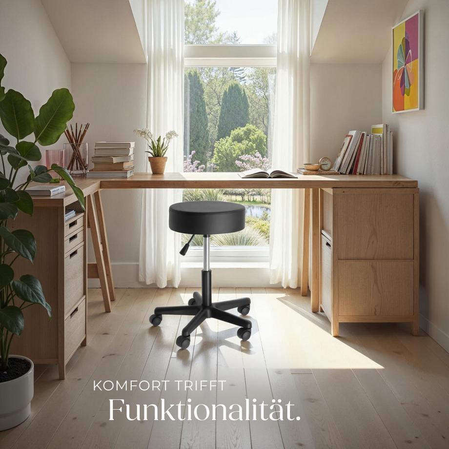 Tectake Sgabello con ruote  Werner  regolabile in altezza e girevole a 360°  