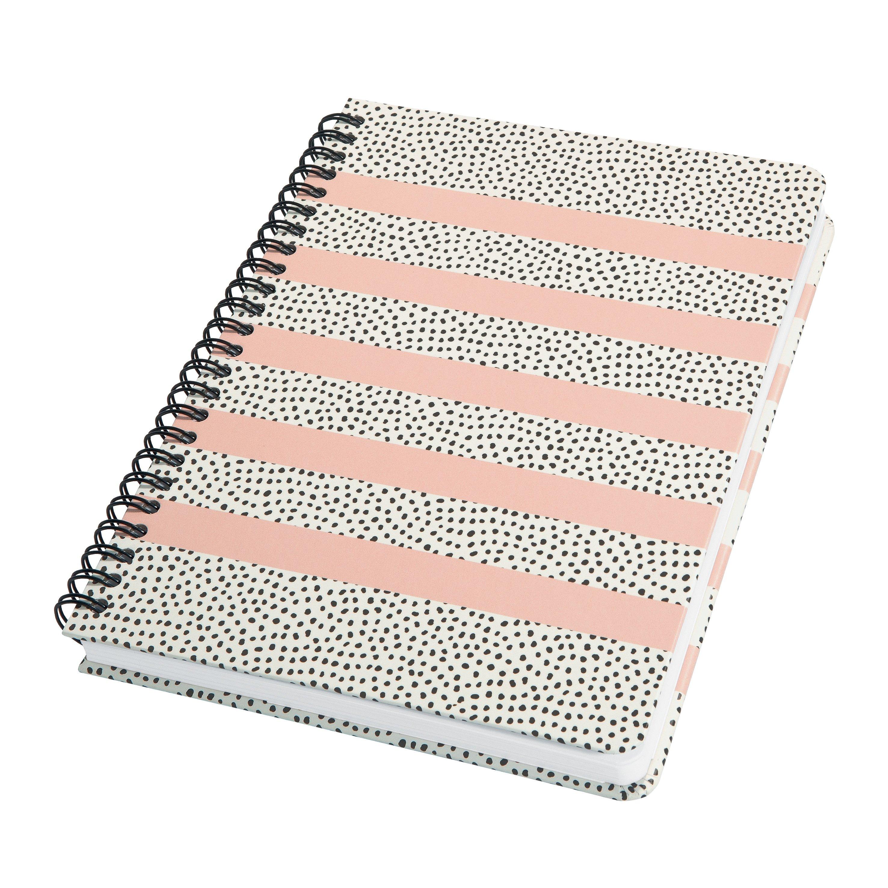 Sigel Taccuino spiralato Jolie - Sweet Dots - lineatura dot (quadretti tratteggiati) - 100 g/m² - circa A5 - bianco, nero, rosato - hardcover - certificazione FSC  