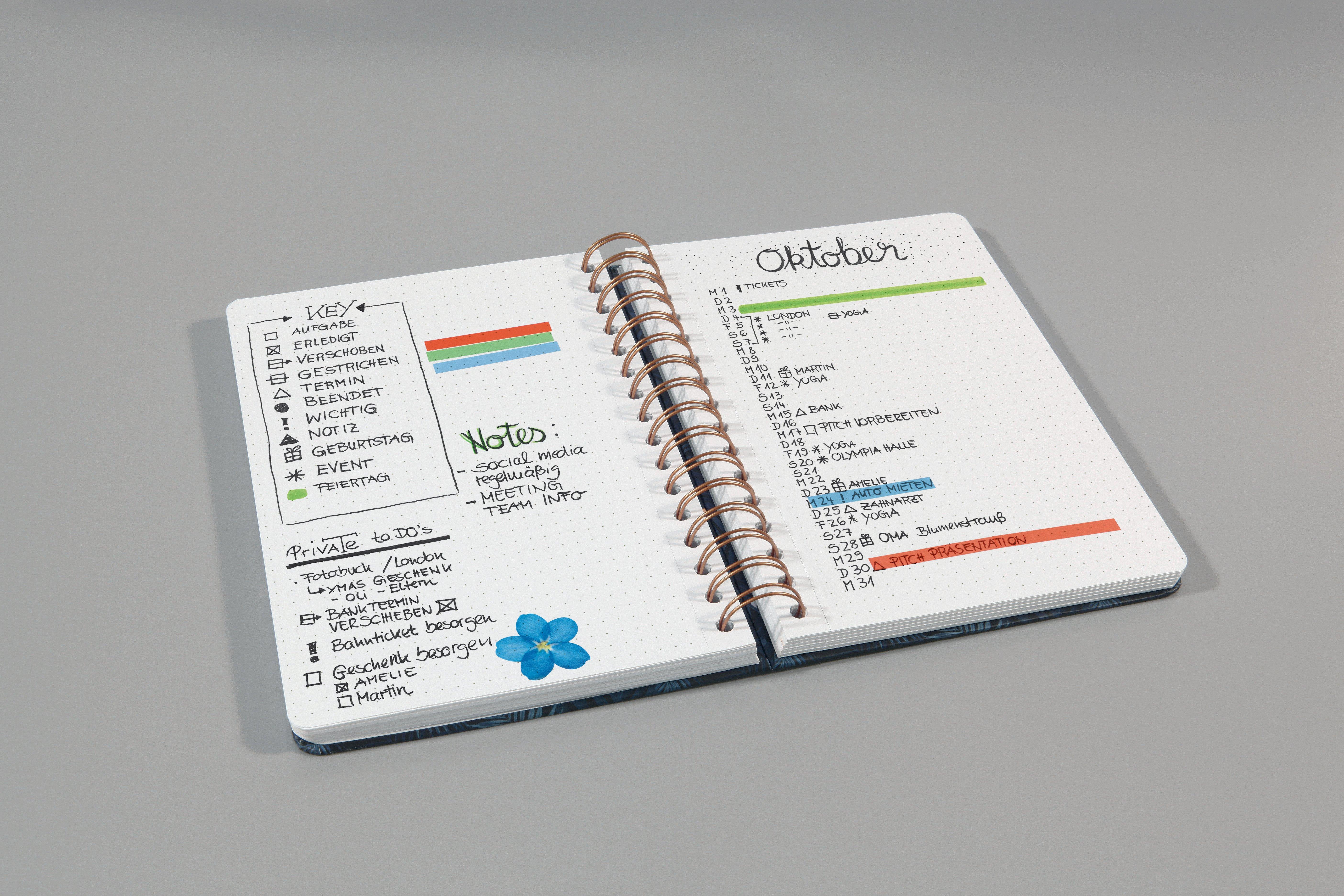 Sigel Carnet de notes à spirale Jolie - Sweet Dots - réglure dot (pointillés) - 100 g/m² - environ A5 - blanc, noir, rosé - hardcover - certification FSC  