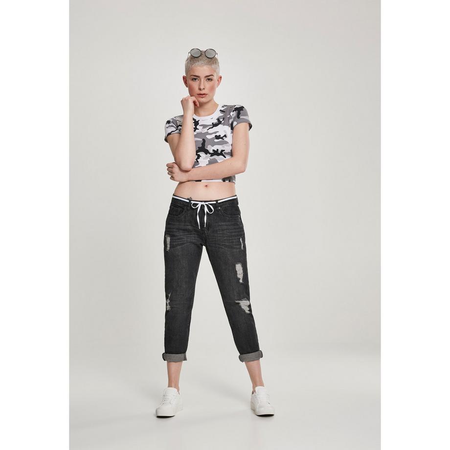 URBAN CLASSICS Melange Stretch Camouflage Cropped T-Shirt  