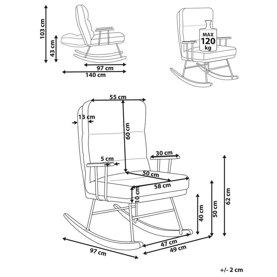 Beliani Fauteuil à bascule en Bouclé Moderne ESKELIN  