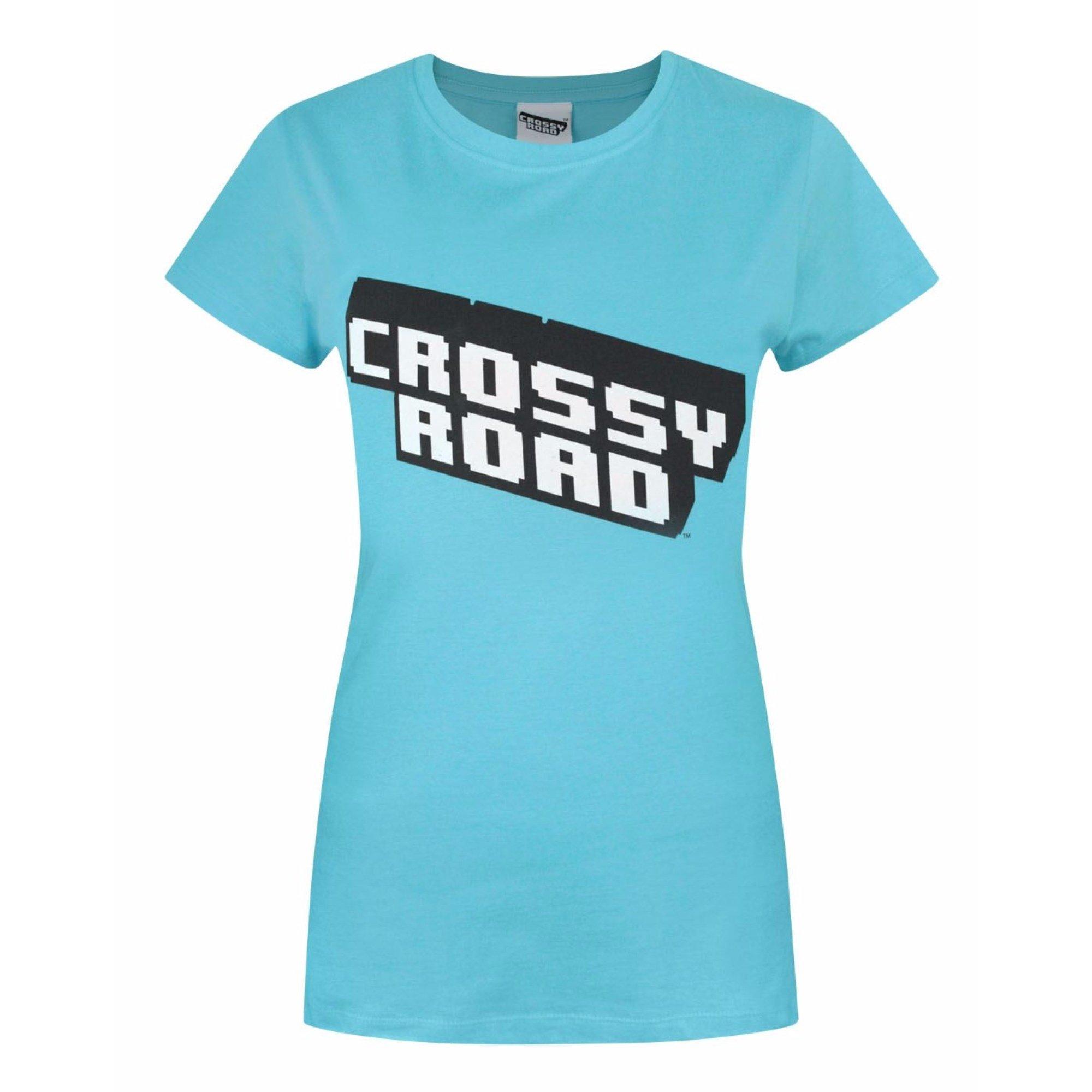 Image of Crossy Road Logo Design Tshirt Damen Blau XL