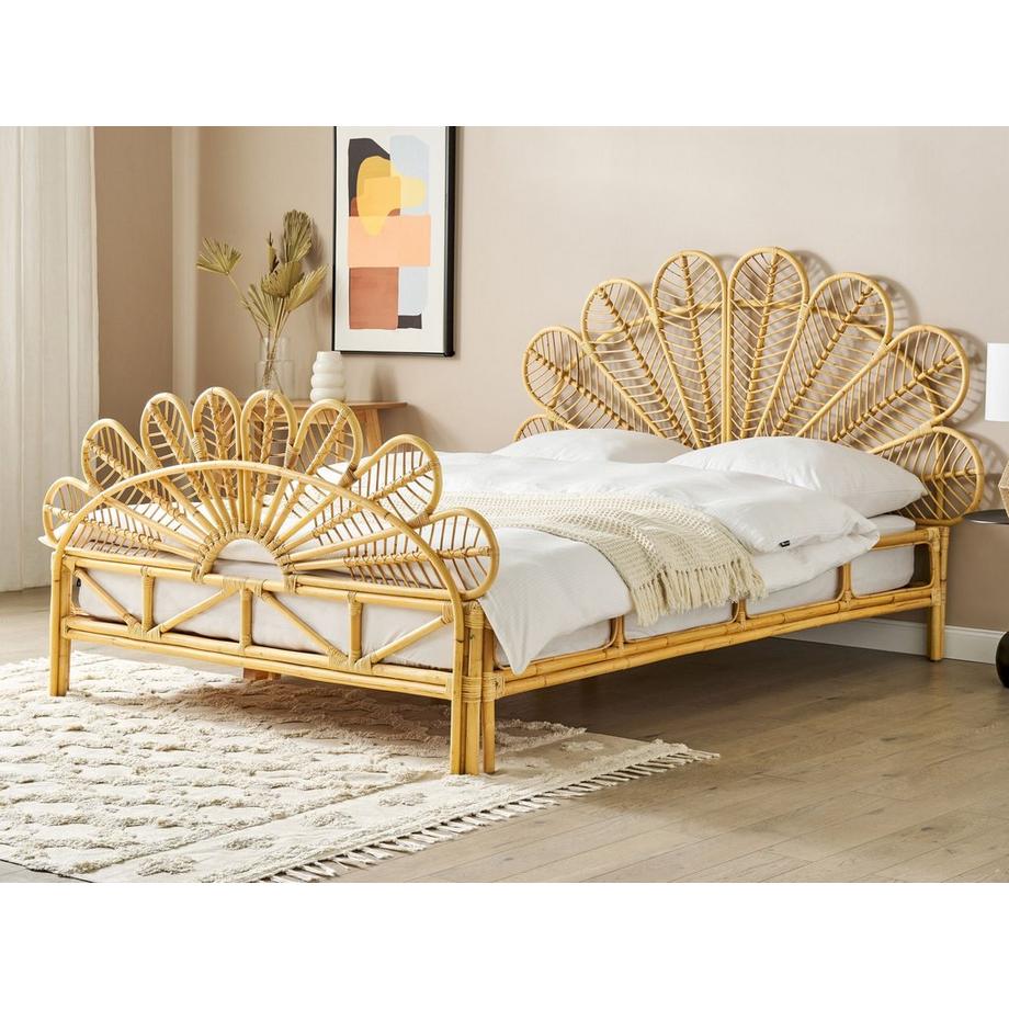 Beliani Letto con rete a doghe en Rattan Boho FLORENTINE  
