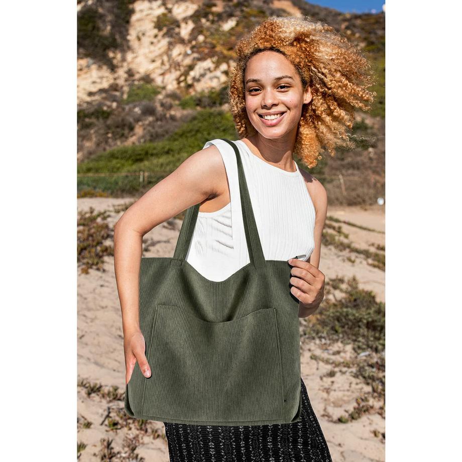 Only-bags.store Cord Reissverschluss Umhängetasche Gross Shopper Tote Bag Handtasche  