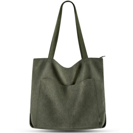 Only-bags.store  cord Tasche Umhängetasche mit Reißverschluss, Groß Shopper Tasche Tote Bag Handtasche 