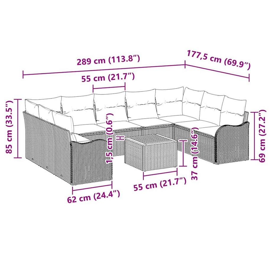 VidaXL Set Divano da Giardino Polyrattan  